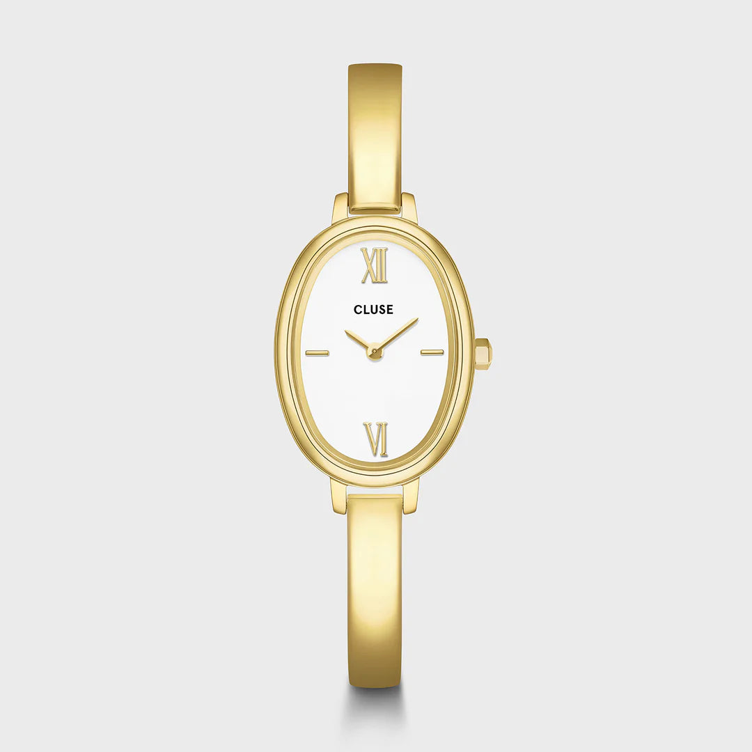 L'Ovale Watch Steel, White, Gold Colour