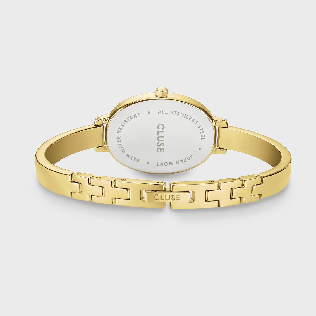 L'Ovale Watch Steel, White, Gold Colour