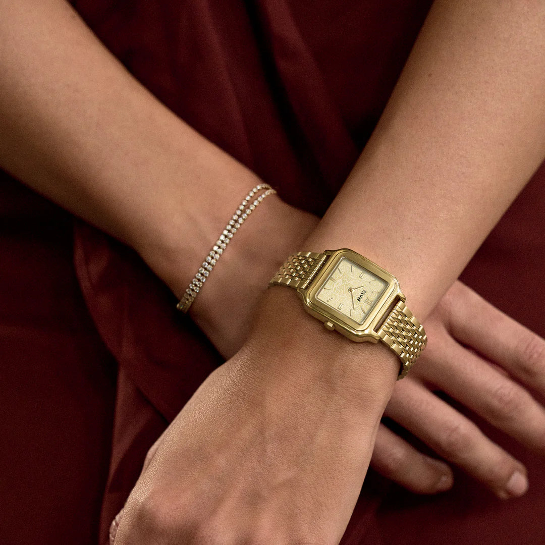 Gracieuse Watch Steel, Lace Textured, Gold Colour