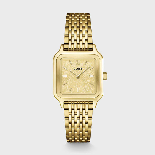 Gracieuse Petite Watch Steel, Lace Textured, Gold Colour