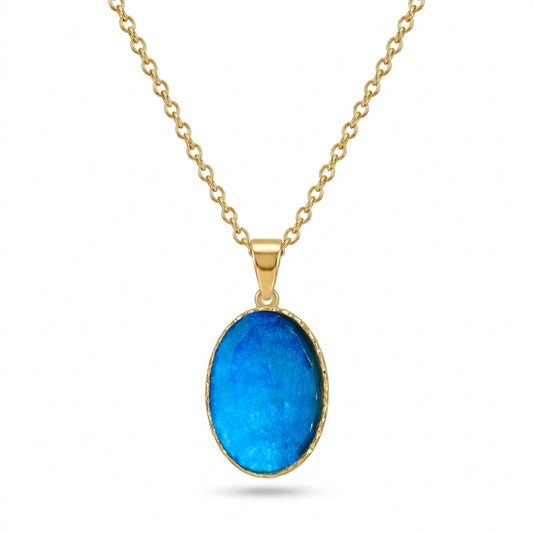 Alison Mariot Ione necklace in 18K gold vermeil with natural mother of pearl, aquamarine and turquoise