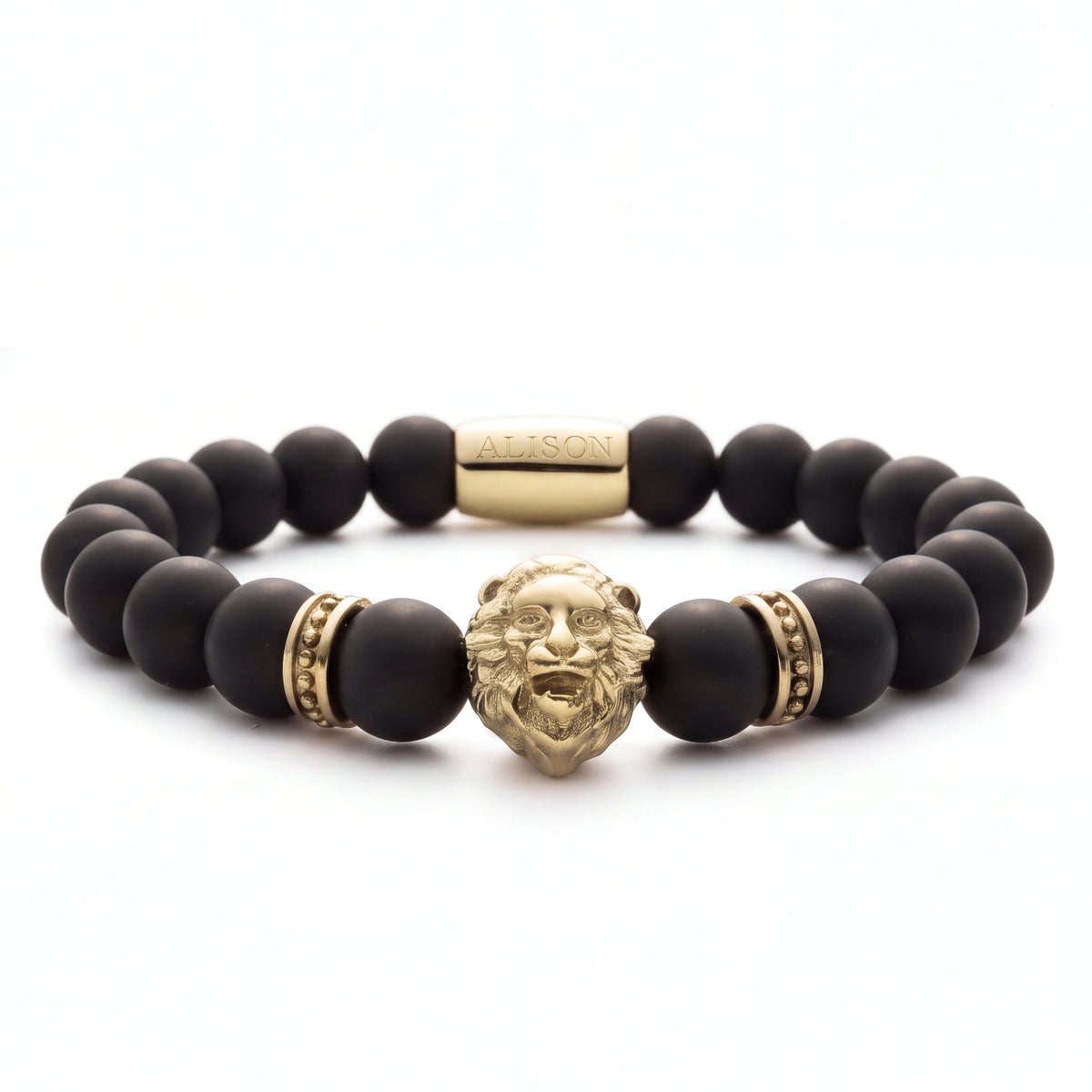Alison Mariot Gold Matte Lion bracelet in 316L steel with 18K gold PVD finish — front view