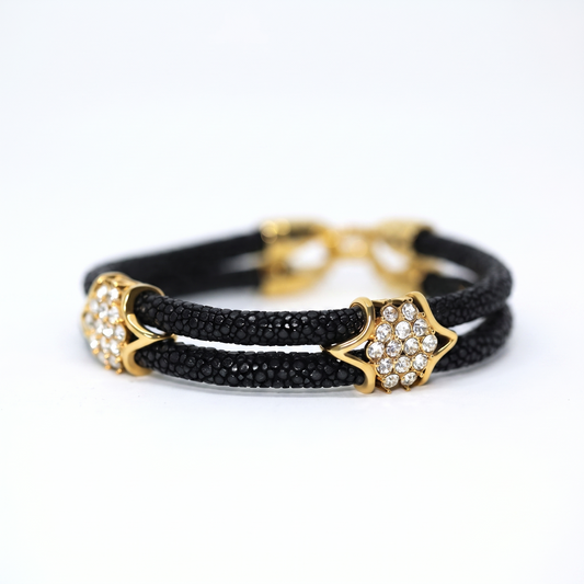 Alison Mariot Jet-Black bracelet in genuine stingray leather