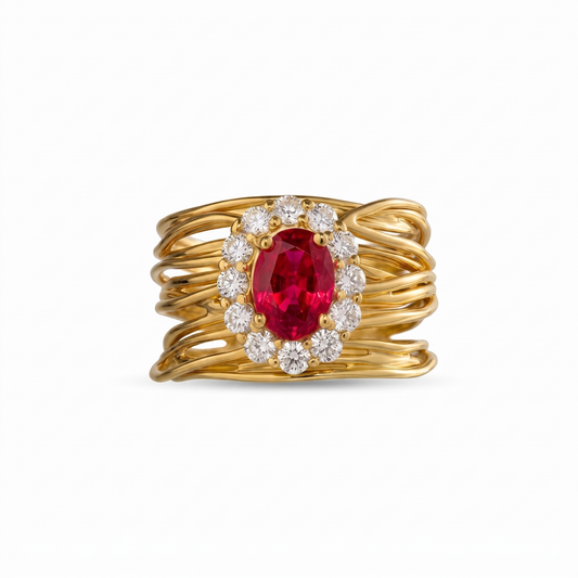 Alison Mariot Erosia ring in 18K gold vermeil with natural stone