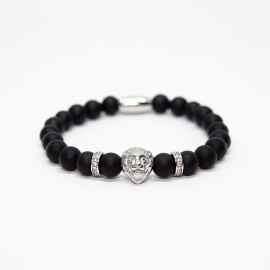 Alison Mariot Silver Matte Lion bracelet in 316L steel with silver signature finish