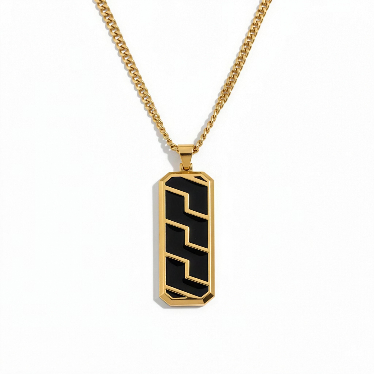 Alison Mariot UrbanTech necklace in 316L steel with 18K gold PVD and black enamel
