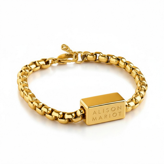 Alison Mariot Alison box chain bracelet in 316L steel with 18K gold PVD