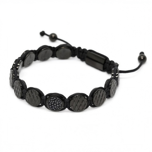 Alison Mariot braided rope bracelet in black with 316L steel detailing