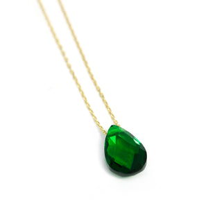 Petite Green Necklace in 14k Yellow Gold