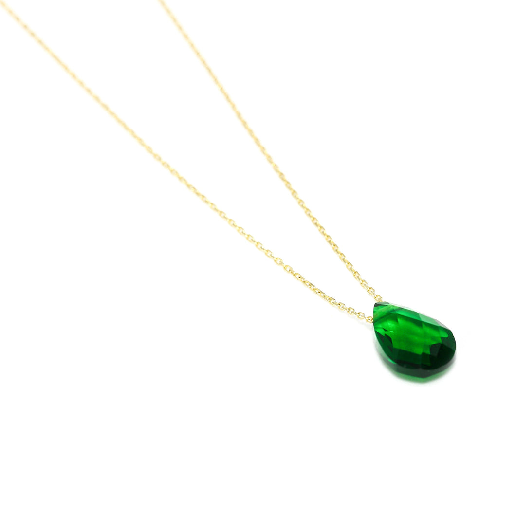 Petite Green Necklace in 14k Yellow Gold