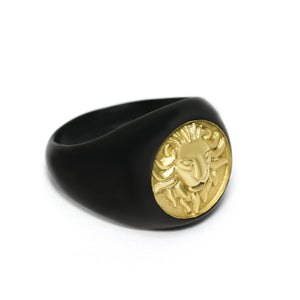 Gold & Black Lion Ring