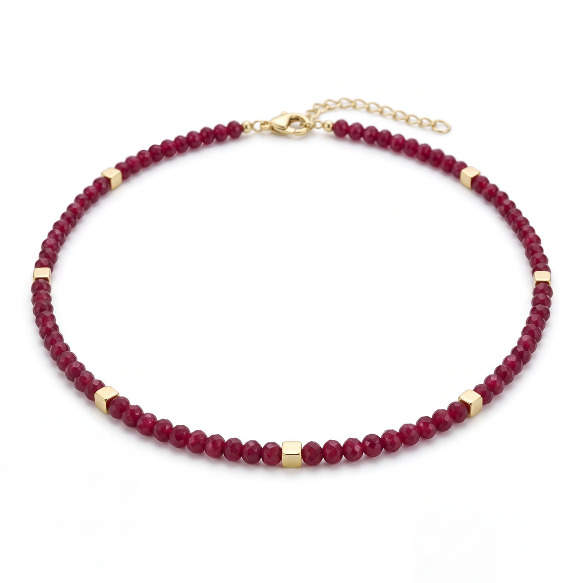 Alison Mariot Kallisti necklace with natural red jade — angled view