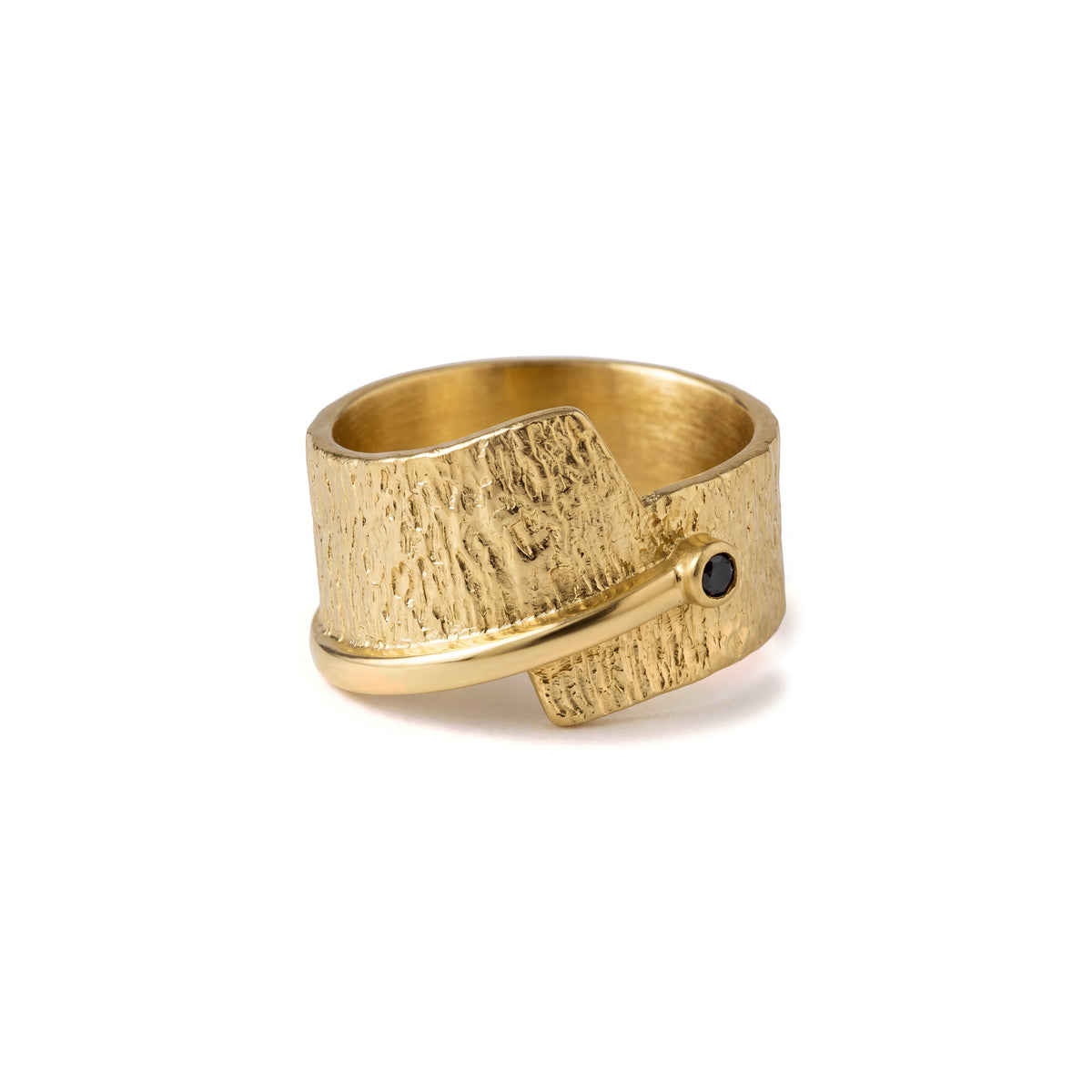 Alison Mariot Nyxra ring with a black Swarovski crystal — front view