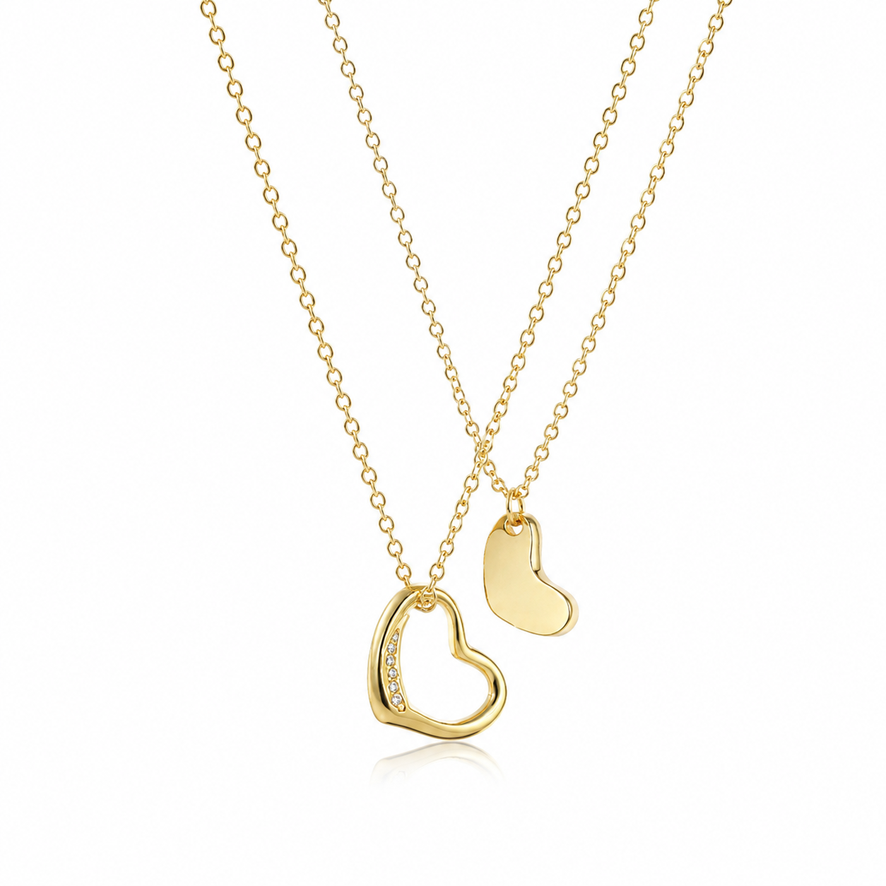 Alison Mariot engravable open heart necklace set in 18K gold vermeil