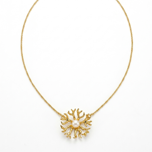 Alison Mariot Thalassia necklace in 18K gold vermeil with natural pearl