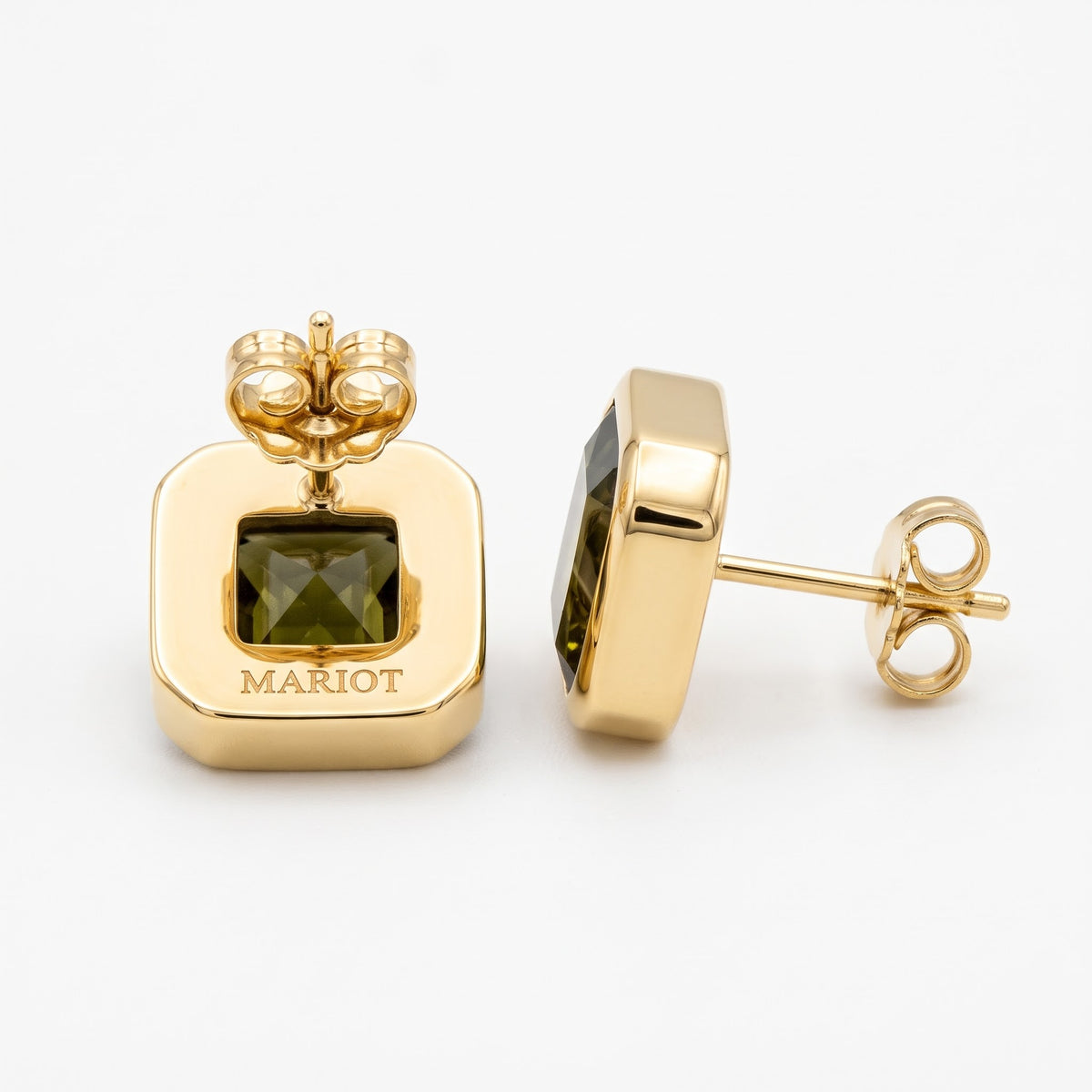 Alison Mariot VERDÉA earrings — back with engraved MARIOT signature and butterfly closure