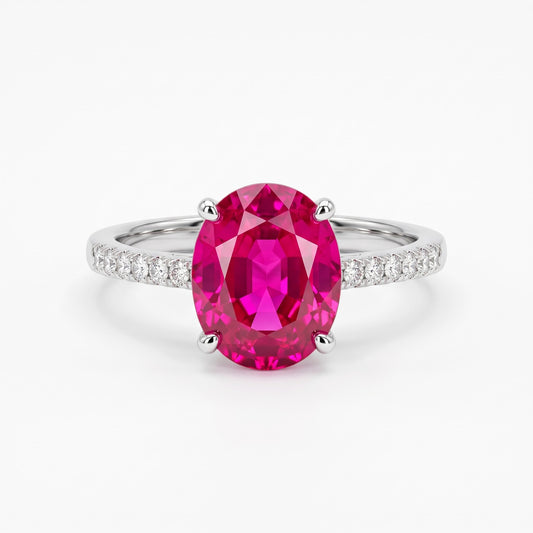 Alison Mariot SELENE ring in 925 sterling silver with an oval natural red jade