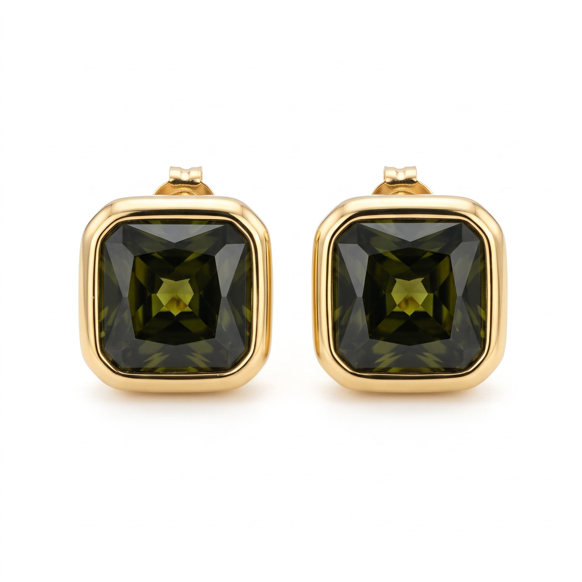 Alison Mariot VERDÉA earrings in 18K gold vermeil with square-cut natural green tourmaline