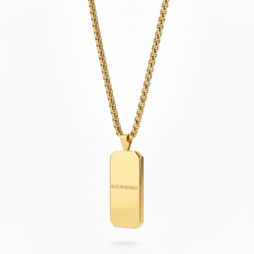 Box Chain Necklace (Aquamarine Stone)