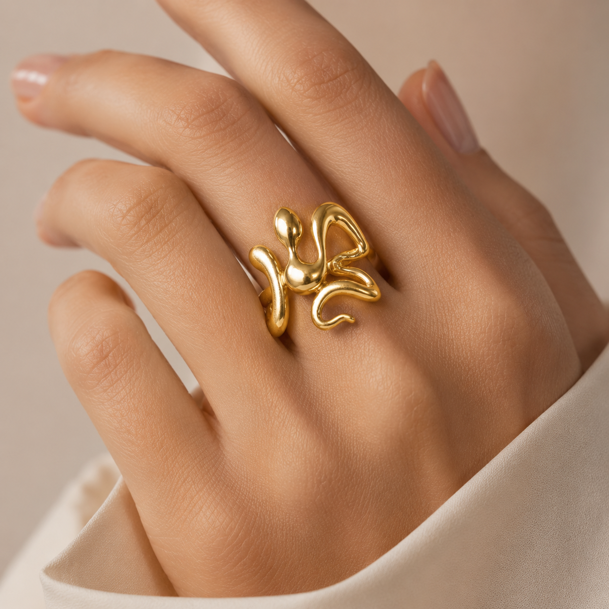Alison Mariot Nagaia serpent ring in 18K gold vermeil — alternate view