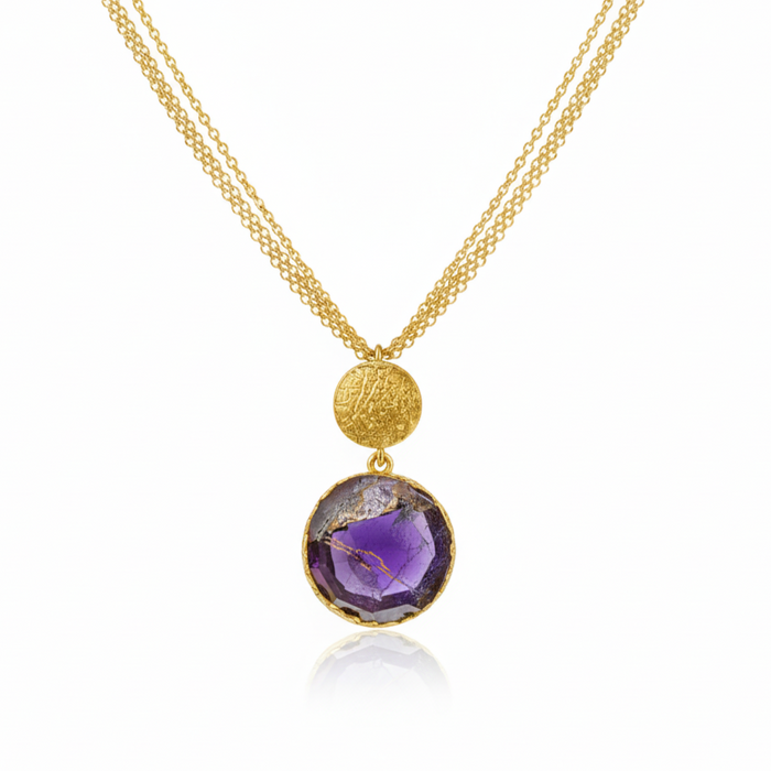 Alison Mariot Ametra necklace in 18K gold vermeil with natural amethyst copper
