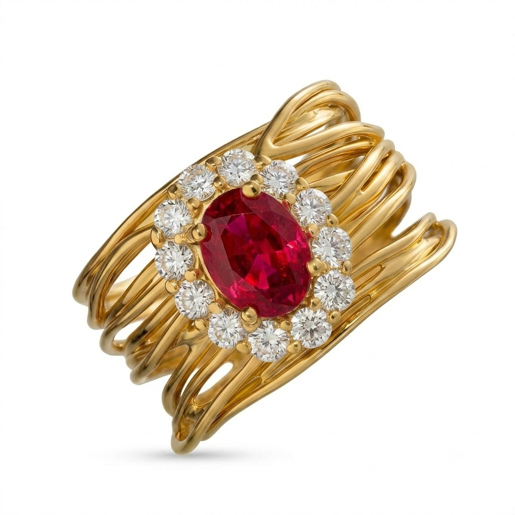 Alison Mariot Erosia ring in 18K gold vermeil with natural stone