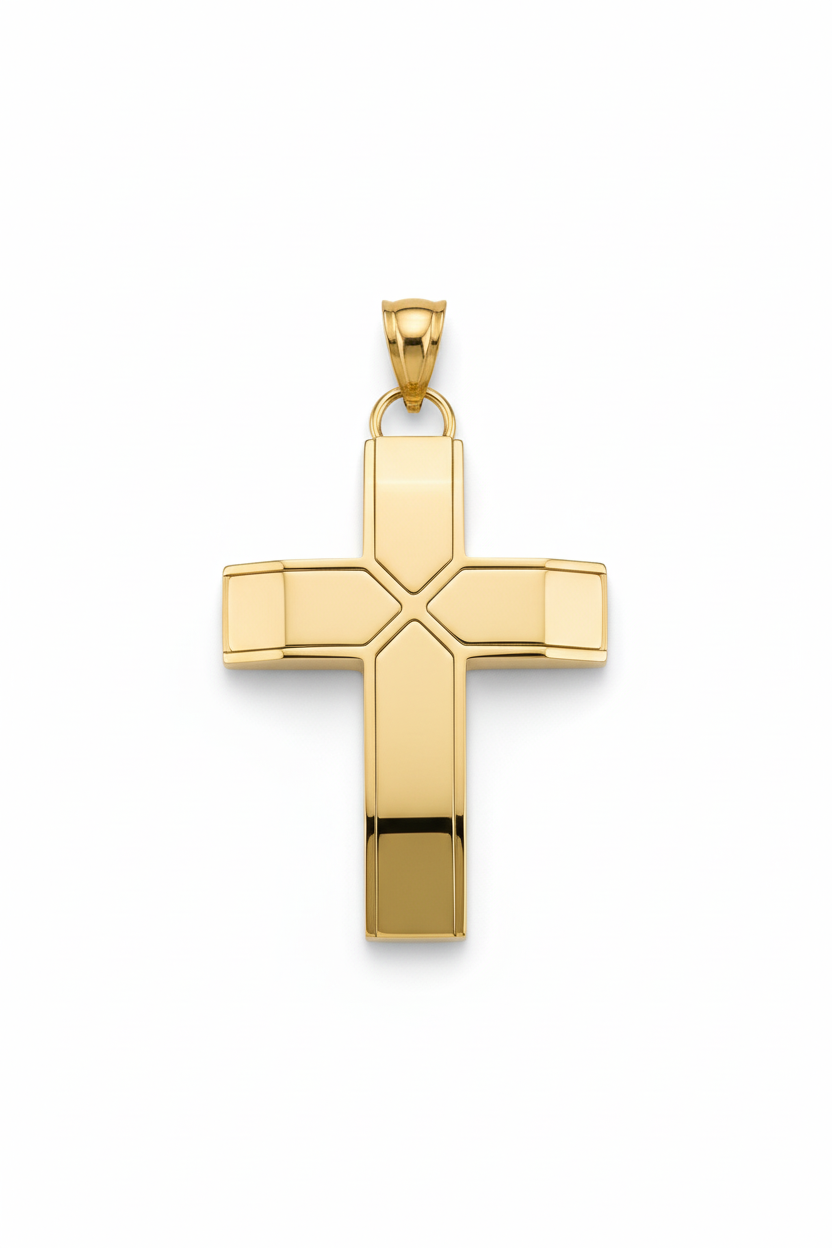 Gold Creed Cross Pendant