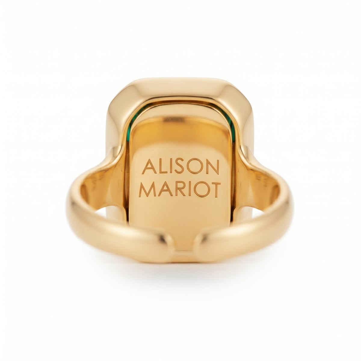Alison Mariot VERDÉA ring — open back with the engraved Alison Mariot signature