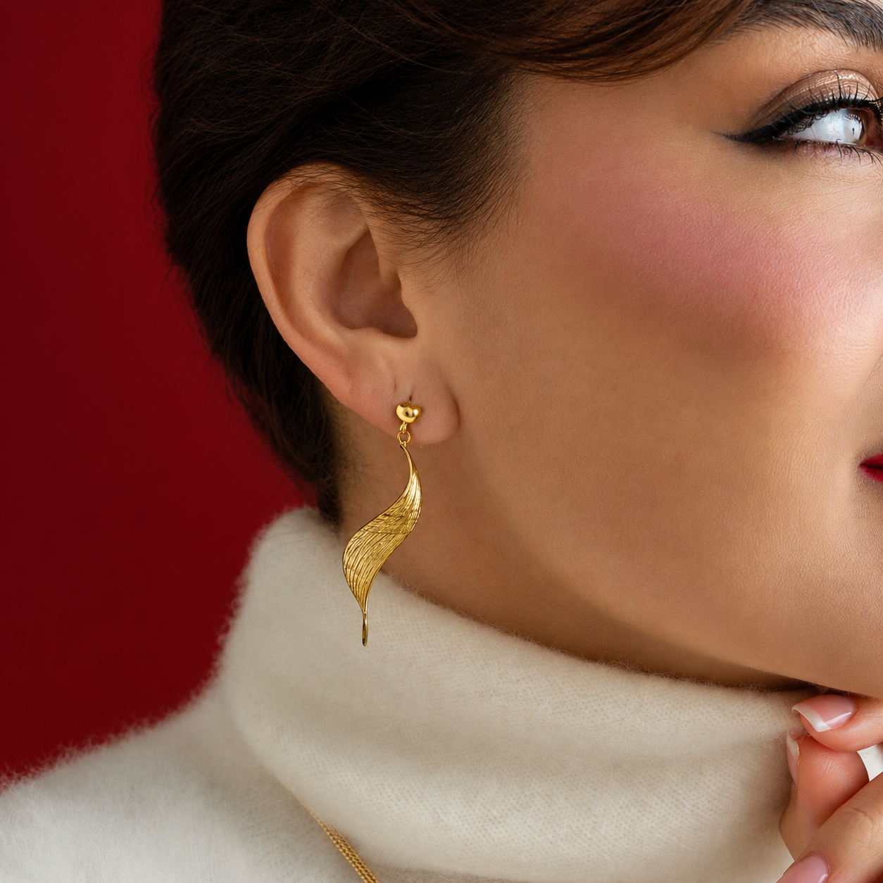 Alison Mariot Nyxra earrings in 18K gold vermeil with black enamel — alternate view