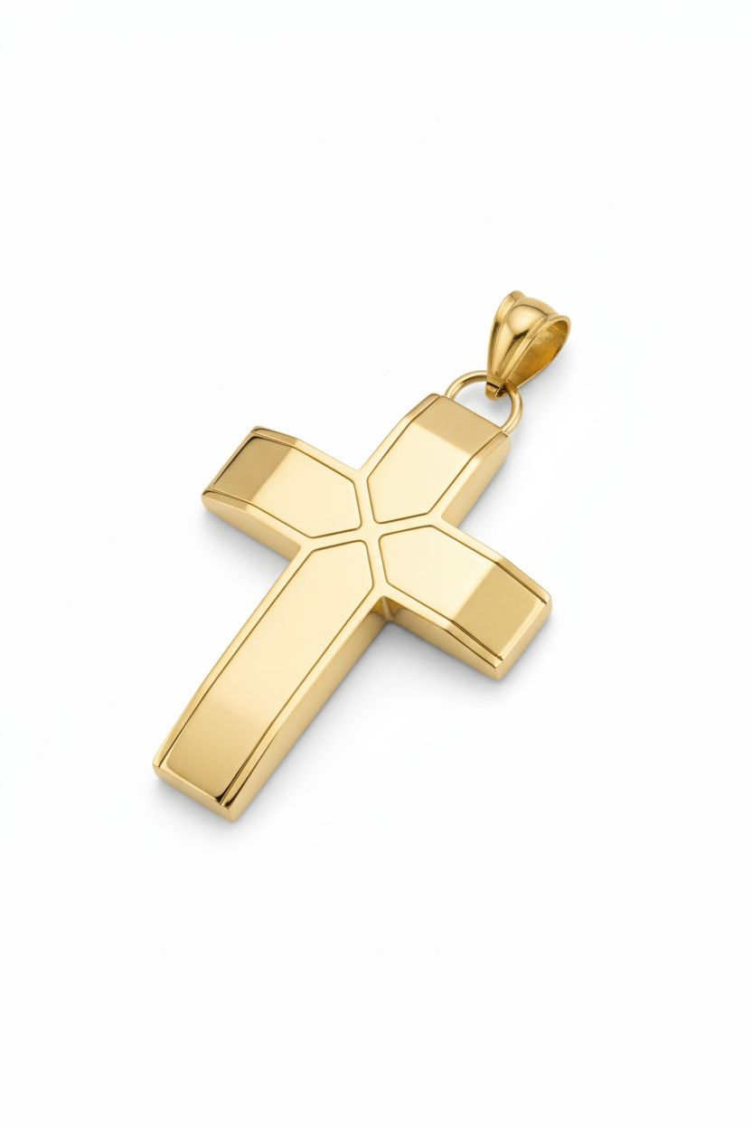Gold Creed Cross Pendant
