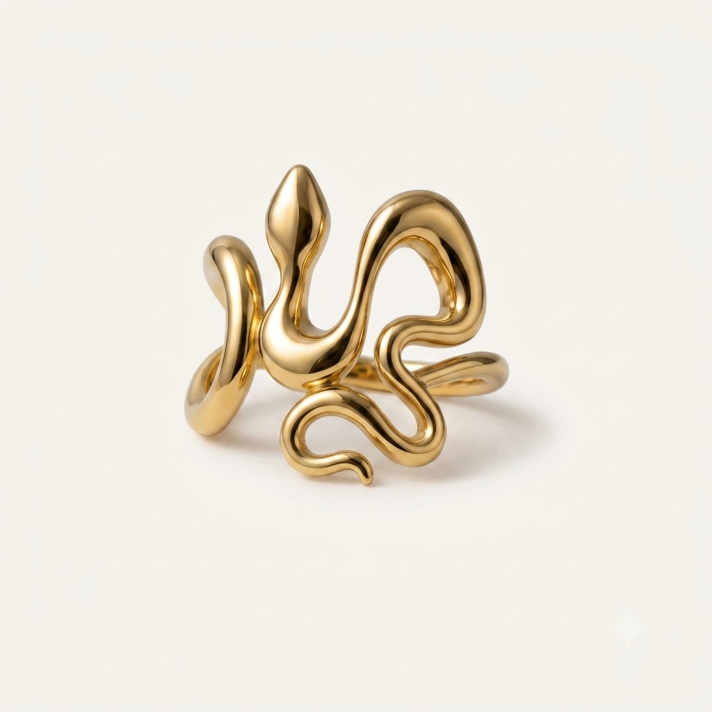 Alison Mariot Nagaia serpent ring in 18K gold vermeil — alternate view
