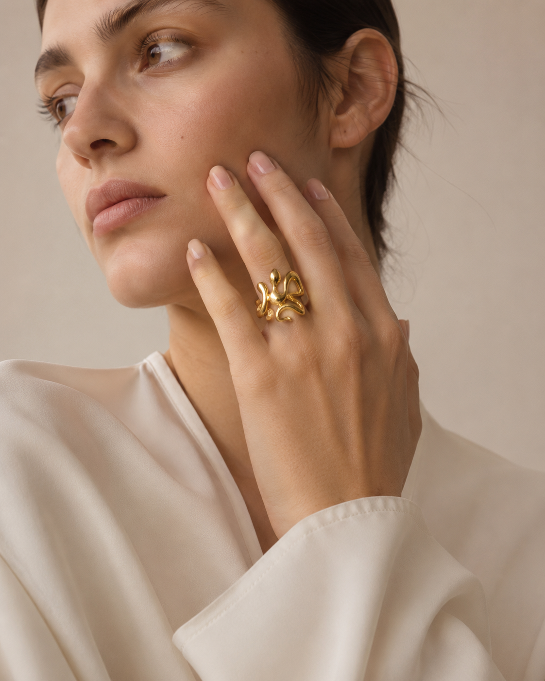 Alison Mariot Nagaia serpent ring in 18K gold vermeil — alternate view