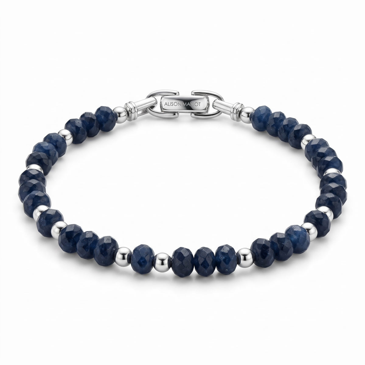 Alison Mariot AVÉRON bracelet in natural faceted blue sand stone with titanium in a silver finish