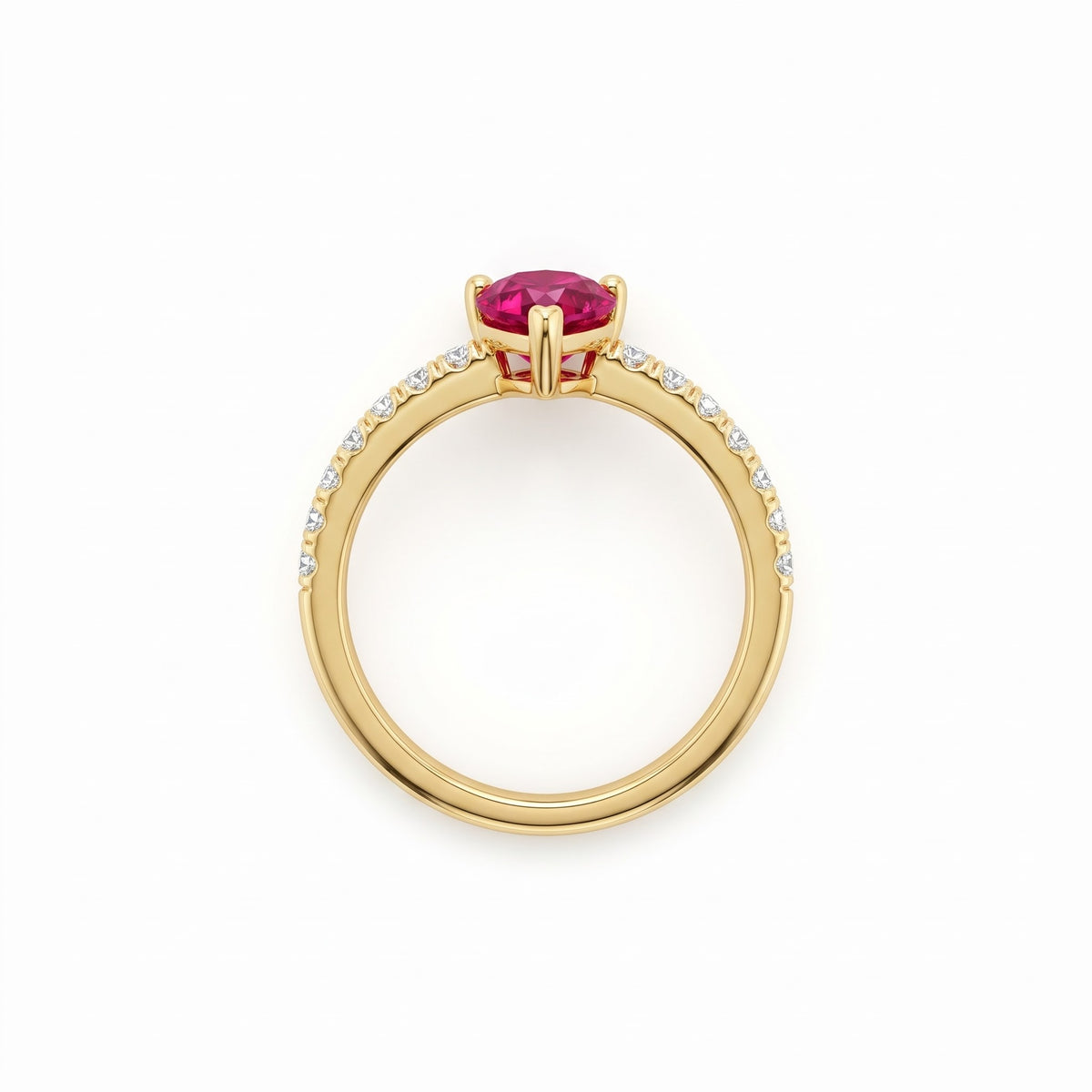 Alison Mariot AGAPI ring in 18K gold vermeil with natural red jade — side view