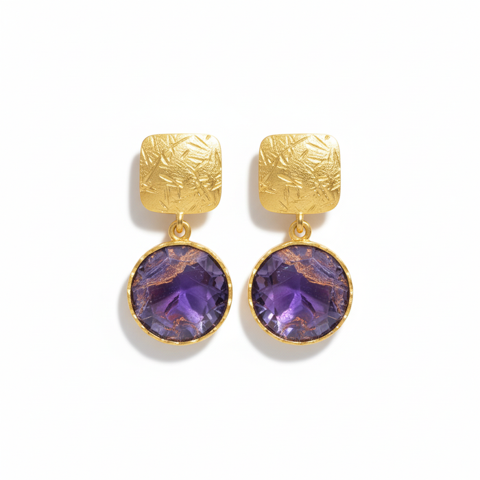 Alison Mariot Ametra earrings in 18K gold vermeil with natural amethyst copper
