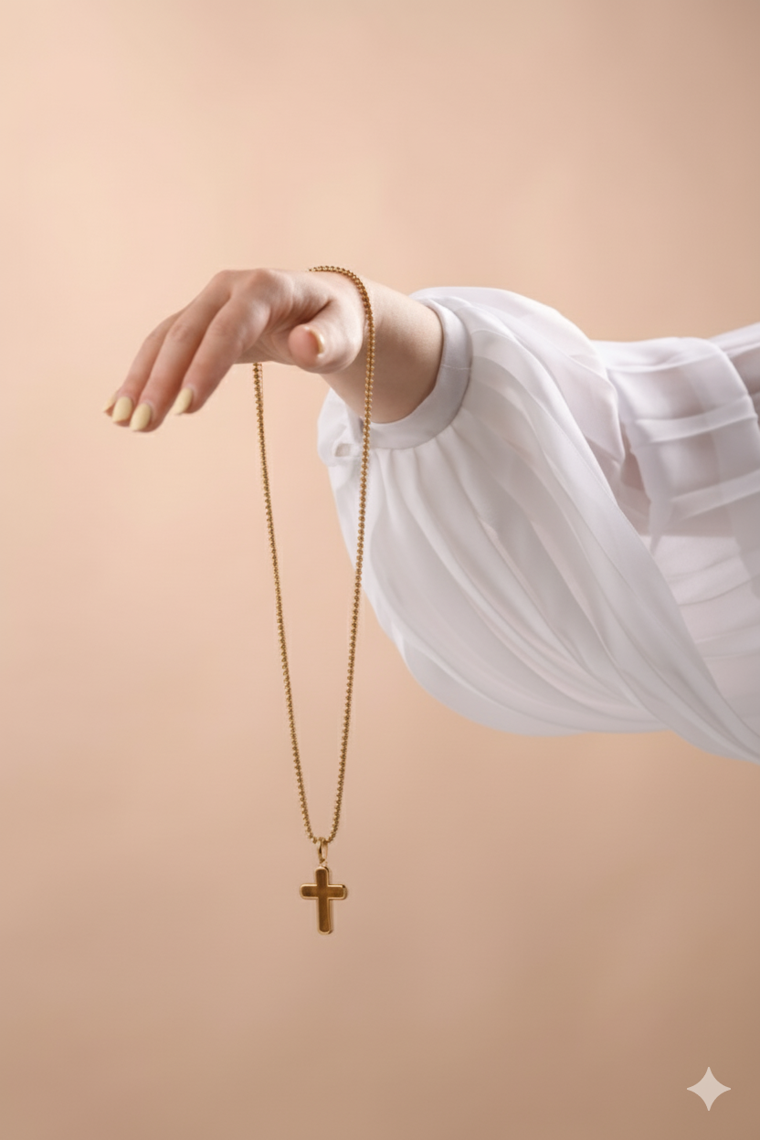 Cross Necklace (Tiger Eye Stone)