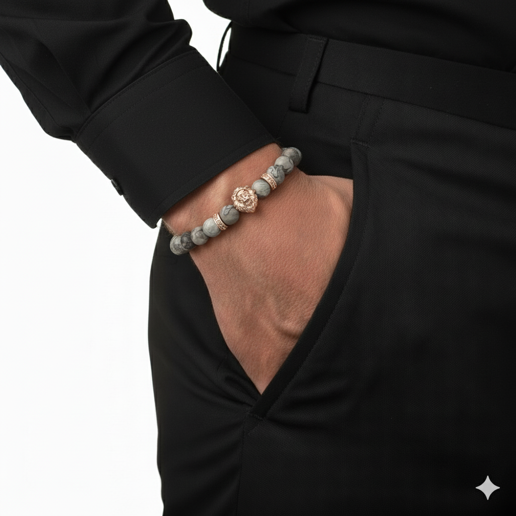 Rose Gold Lion - Grey Jasper