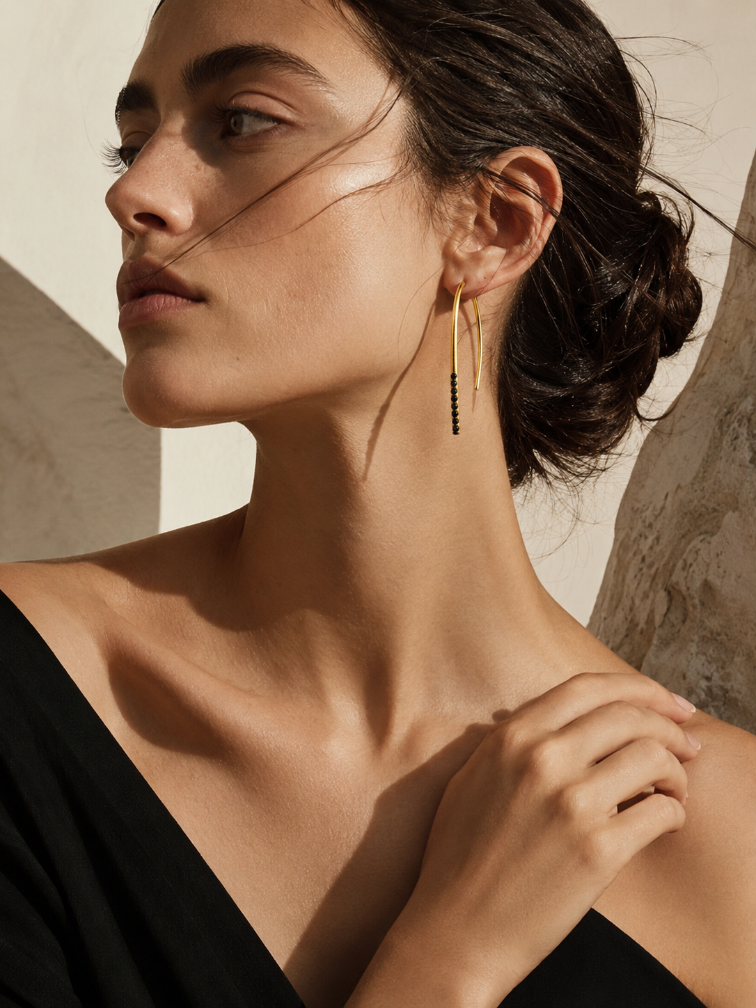 Alison Mariot Selenis earrings in 18K gold vermeil with Swarovski crystals — alternate view