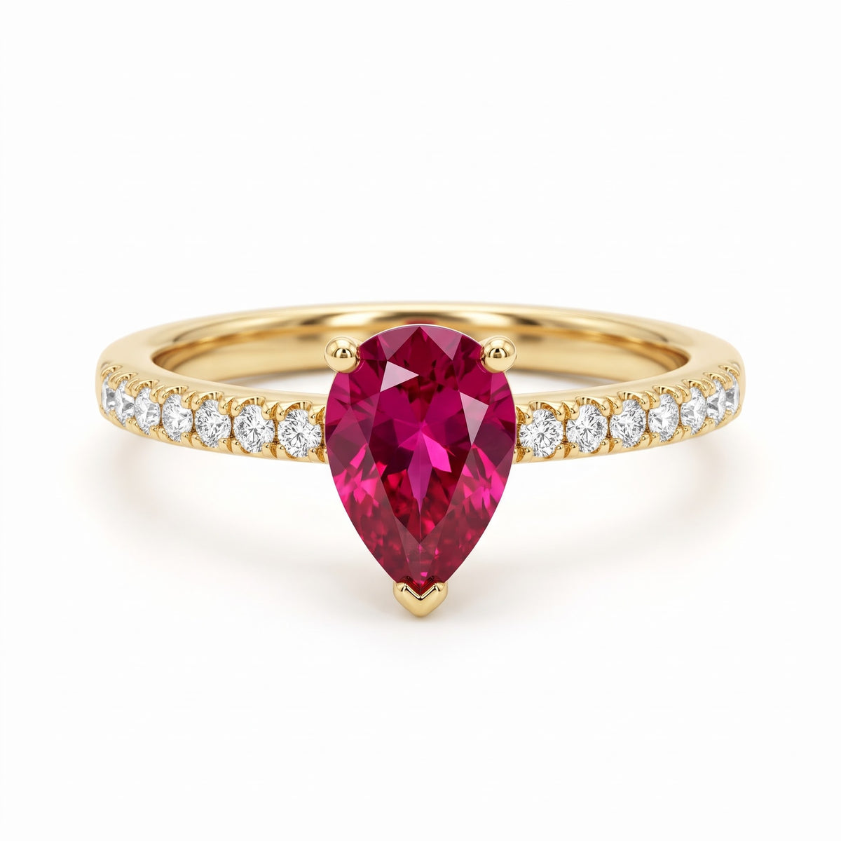 Alison Mariot AGAPI ring in 18K gold vermeil with a pear-cut natural red jade