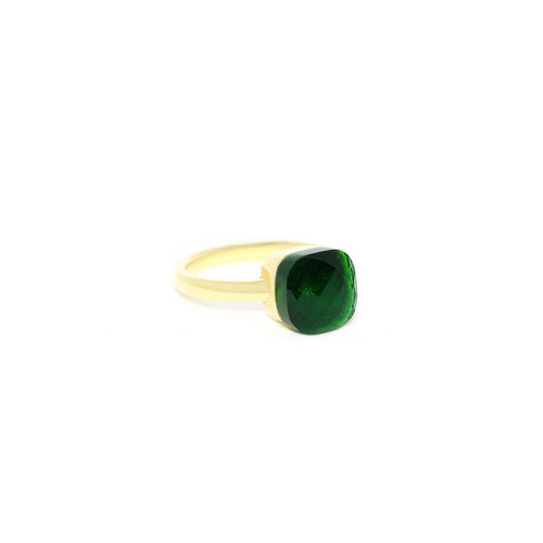 Green Chatelaine Ring in 14k Yellow Gold