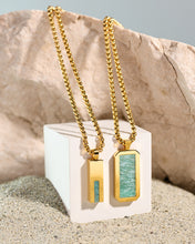 Load image into Gallery viewer, Box Chain Necklace (Aquamarine Stone)