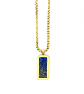 Box Chain Necklace (Lapis Lazuli Stone)